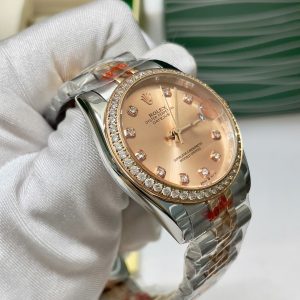 Đồng Hồ Rolex Fake Giá Rẻ Máy Pin Nhật Viền Đính Đá Nữ 31mm (1)