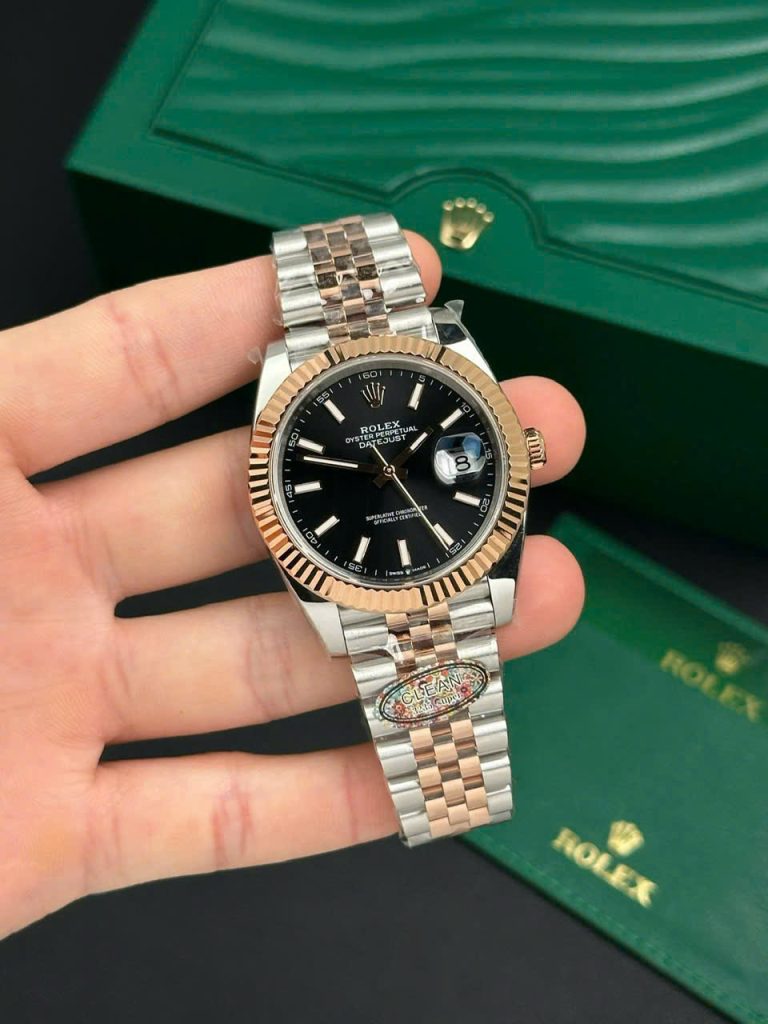 Đồng Hồ Rolex Nam Rep 11 DateJust Mặt Số Đen Xưởng Clean 41mm (1)