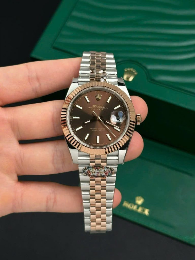 Đồng Hồ Rolex Nam Rep 1:1 DateJust Mặt Số Nâu Chocolate Clean 41mm (7)