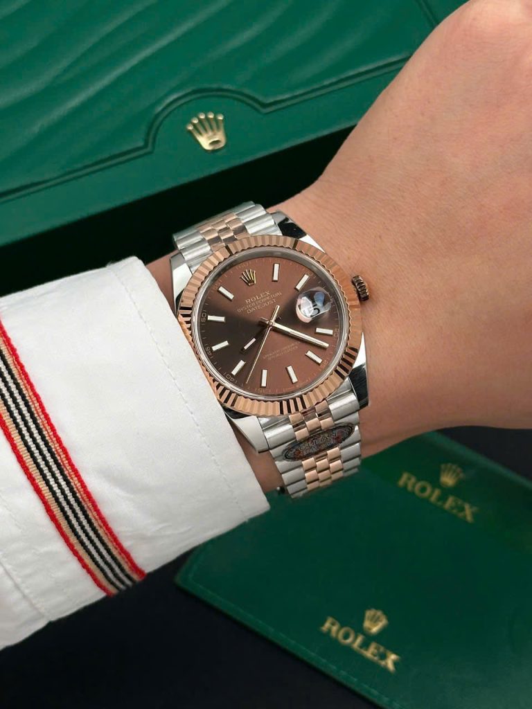 Đồng Hồ Rolex Nam Rep 11 DateJust Mặt Số Nâu Chocolate Clean 41mm (7)