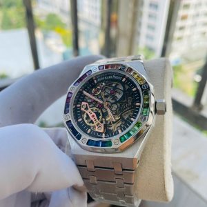 Đồng Hồ Audemars Piguet Fake Máy Automatic Nhật Royal Oak Skeleton Rainbow 41mm (1)