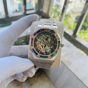 Đồng Hồ Audemars Piguet Fake Máy Automatic Nhật Royal Oak Skeleton Rainbow 41mm (1)