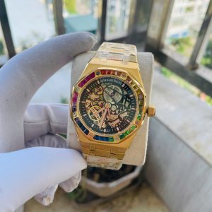 Đồng Hồ Audemars Piguet Fake Máy Cơ Nhật Royal Oak Skeleton Rainbow 41mm (8)