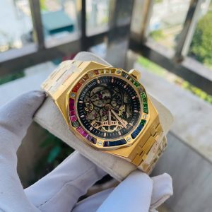 Đồng Hồ Audemars Piguet Fake Máy Cơ Nhật Royal Oak Skeleton Rainbow 41mm (8)