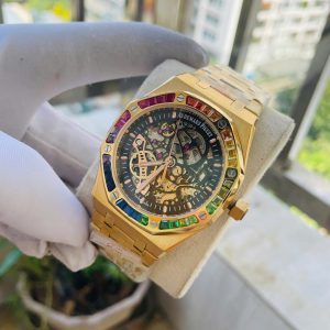 Đồng Hồ Audemars Piguet Fake Máy Cơ Nhật Royal Oak Skeleton Rainbow 41mm (8)