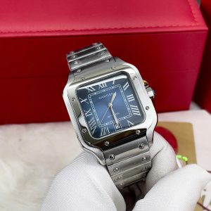 Đồng Hồ Cartier Santos Fake Cao Cấp Mặt Xanh Máy Cơ Nhật 40mm (7)
