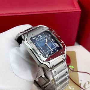 Đồng Hồ Cartier Santos Fake Cao Cấp Mặt Xanh Máy Cơ Nhật 40mm (7)