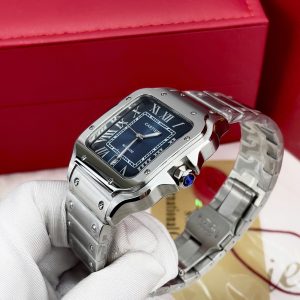 Đồng Hồ Cartier Santos Fake Cao Cấp Mặt Xanh Máy Cơ Nhật 40mm (7)
