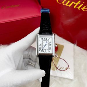 Đồng Hồ Cartier Tank Fake Máy Cơ Nhật Nam Dây Da Màu Đen 40mm (1)