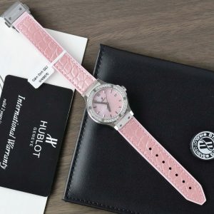 Đồng Hồ Hublot Classic Fusion Nữ Đính Moissanite Mặt Xà Cừ Hồng 33mm (1)