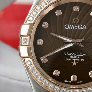 Đồng Hồ Omega Constellation Fake Cao Cấp Mặt Chocolate Đính Đá Máy Thụy Sỹ (7)