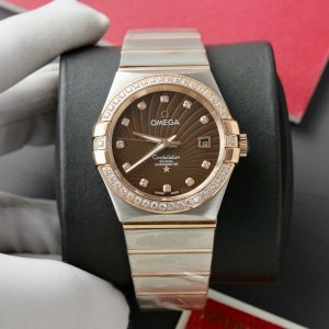 Đồng Hồ Omega Constellation Fake Cao Cấp Mặt Chocolate Đính Đá Máy Thụy Sỹ (7)