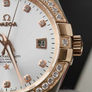 Đồng Hồ Omega Constellation Fake Cao Cấp Mặt Trắng Đính Đá Máy Thụy Sỹ (2)