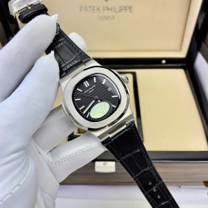 Đồng Hồ Patek Philippe Fake Máy Nhật Mặt Đen Dây Da Nautilus 5711 40mm (1)