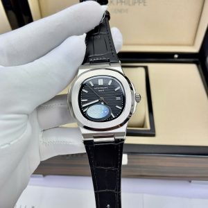 Đồng Hồ Patek Philippe Fake Máy Nhật Mặt Đen Dây Da Nautilus 5711 40mm (1)