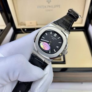 Đồng Hồ Patek Philippe Fake Máy Nhật Mặt Đen Dây Da Nautilus 5711 40mm (1)