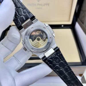Đồng Hồ Patek Philippe Fake Máy Nhật Mặt Đen Dây Da Nautilus 5711 40mm (1)