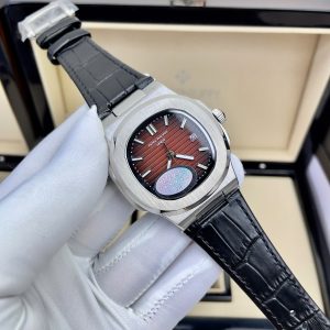 Đồng Hồ Patek Philippe Fake Máy Nhật Mặt Nâu Dây Da Nautilus 5711 40mm (1)