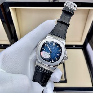 Đồng Hồ Patek Philippe Fake Máy Nhật Mặt Xanh Blue Dây Da Nautilus 5711 40mm (7)