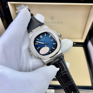 Đồng Hồ Patek Philippe Fake Máy Nhật Mặt Xanh Blue Dây Da Nautilus 5711 40mm (7)