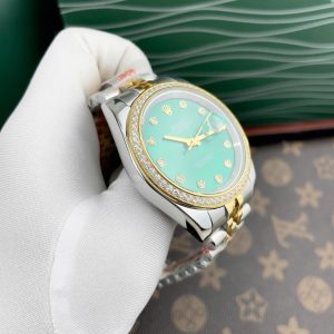 Đồng Hồ Rolex Máy Nhật Mặt Số Xanh Bạc Hà Đính Đá DateJust 36-41mm (1)