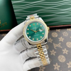 Đồng Hồ Rolex Máy Nhật Mặt Số Xanh Bạc Hà Đính Đá DateJust 36-41mm (1)