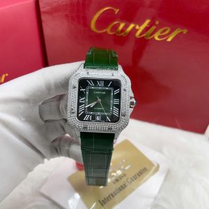 Đồng Hồ Cartier Automatic Nam Đính Đá Máy Cơ Nhật Màu Xanh Lá Cây 40mm (5)