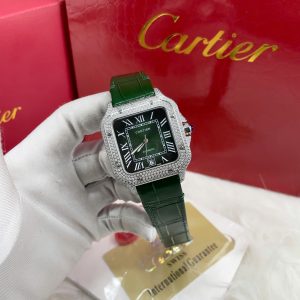 Đồng Hồ Cartier Automatic Nam Đính Đá Máy Cơ Nhật Màu Xanh Lá Cây 40mm (5)