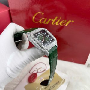 Đồng Hồ Cartier Automatic Nam Đính Đá Máy Cơ Nhật Màu Xanh Lá Cây 40mm (5)
