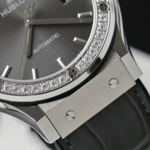 Đồng Hồ Hublot Classic Fusion Đính Đá Mặt Xám Fake Cao Cấp Xưởng HB 38mm (9)