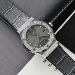 Đồng Hồ Hublot Classic Fusion Đính Đá Mặt Xám Fake Cao Cấp Xưởng HB 38mm (9)