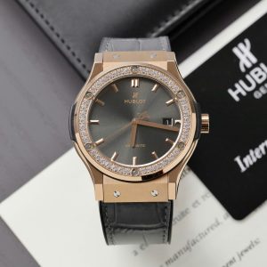 Đồng Hồ Hublot Classic Fusion King Gold Đính Đá Fake Cao Cấp Xưởng HB 38mm (8)