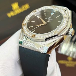 Đồng Hồ Hublot Orlinski Nam Đính Đá Dây Cao Su Màu Đen Máy Cơ Nhật 44mm (1)