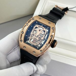 Đồng Hồ Nam Richard Mille RM052 Vàng Hồng Super Fake Họa Tiết Đầu Lâu 42mm (9)
