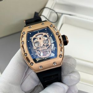 Đồng Hồ Nam Richard Mille RM052 Vàng Hồng Super Fake Họa Tiết Đầu Lâu 42mm (9)