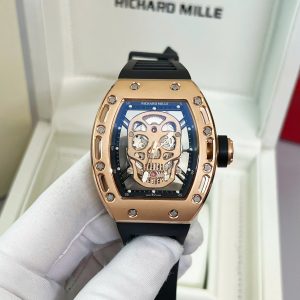 Đồng Hồ Nam Richard Mille RM052 Vàng Hồng Super Fake Họa Tiết Đầu Lâu 42mm (9)