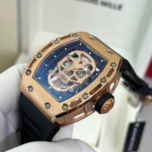 Đồng Hồ Nam Richard Mille RM052 Vàng Hồng Super Fake Họa Tiết Đầu Lâu 42mm (9)