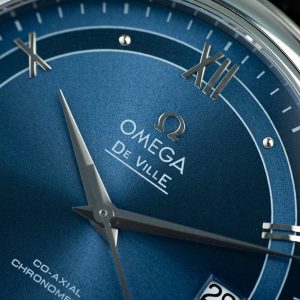 Đồng Hồ Omega De Ville Prestige Replica Cao Cấp Mặt Số Xanh Dây Da 39 (1)