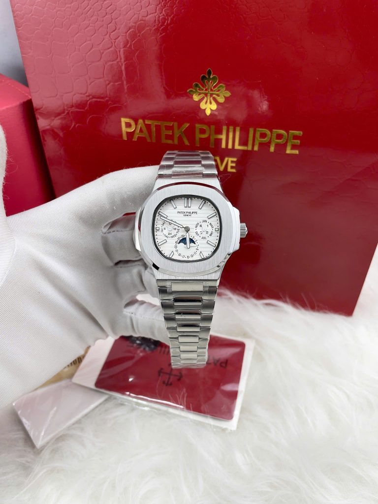 Đồng Hồ Patek Philippe Automatic Nhật Fake Cao Cấp Mặt Trắng Nautilus 5740 40mm (1)