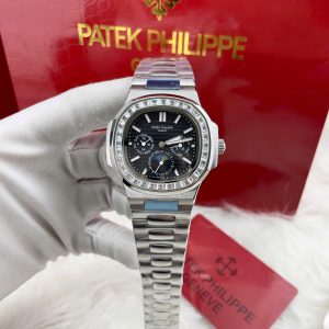 Đồng Hồ Patek Philippe Automatic Nhật Mặt Số Đen Đính Đá Nautilus 5740 40mm (3)