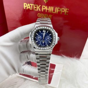 Đồng Hồ Patek Philippe Automatic Nhật Mặt Số Xanh Đính Đá Nautilus 5740 40mm (1)