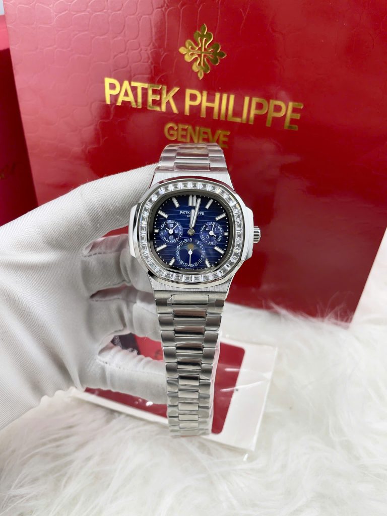 Đồng Hồ Patek Philippe Automatic Nhật Mặt Số Xanh Đính Đá Nautilus 5740 40mm (1)