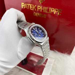 Đồng Hồ Patek Philippe Automatic Nhật Mặt Số Xanh Đính Đá Nautilus 5740 40mm (1)