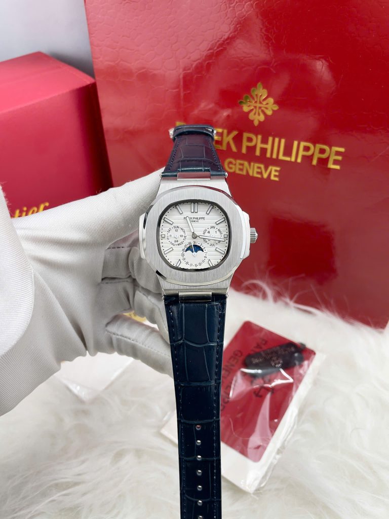 Đồng Hồ Patek Philippe Fake Máy Nhật Nam Đính Đá Mặt Số Trắng 40mm (1)