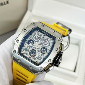 Đồng Hồ Richard Mille RM11-03 Fake Cao Cấp Dây Cao Su Màu Vàng 45mm (1)