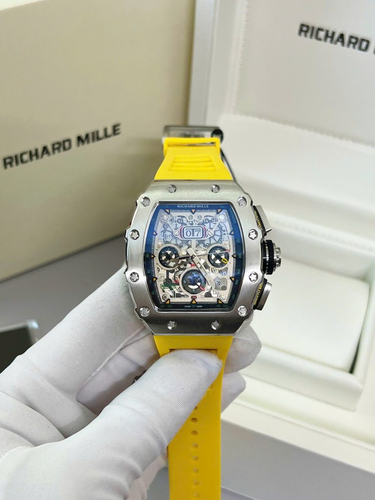 Đồng Hồ Richard Mille RM11-03 Fake Cao Cấp Dây Cao Su Màu Vàng 45mm (1)