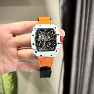 Đồng Hồ Richard Mille RM35-01 Vỏ Carbon Trắng Dây Vải Màu Cam Xưởng BBR (6)