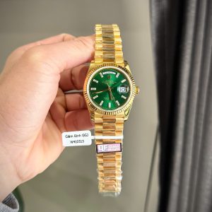 Đồng Hồ Rolex Chế Tác Phủ Vàng Thật Day-Date 128238-0130 Mặt Xanh Lá QF 40mm (8)