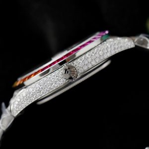 Đồng Hồ Rolex DateJust Rainbow Đính Đá Moissanite Hong Kong Chế Tác 41mm (4)