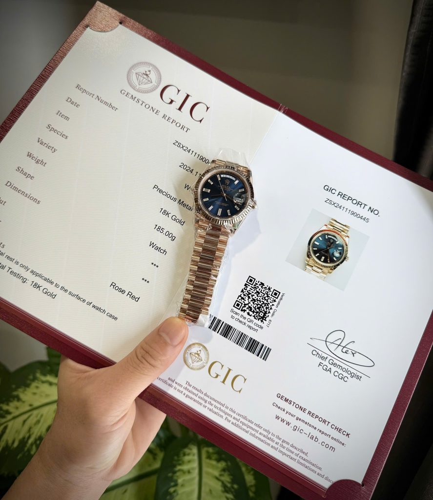 Đồng Hồ Rolex Day-Date Phủ Vàng Hồng 18K Nặng 186 Grams Mặt Xanh Blue Xưởng QF 40mm (6)